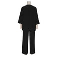thumbnail image 6 of Clearance under 15$ Sevevn Women Summer Loose Casual Solid Color And Linen 3/4 Sleeved Tops+Pants Outwear Set Summer Clearance Black XXXL, 6 of 7