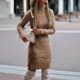 thumbnail image 3 of Vestido de manga larga para mujer, suéter de punto cálido y engrosado, falda de cuello alto, elegante, otoño e invierno, 2024, 3 of 5