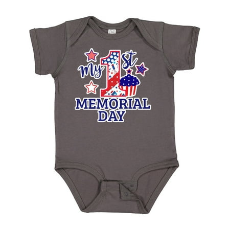 

Inktastic My 1st Memorial Day with Cupcake and Stars Gift Baby Boy or Baby Girl Bodysuit