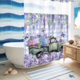 thumbnail image 5 of No Hook Shower Curtain, Purple Flowers Shower Curtains for Bathroom with See Through Top Window, Weeping Spring Floral Truck Butterfly Checkered Waterproof & Washable Bath Curtain Extra Long 72"x96", 5 of 9