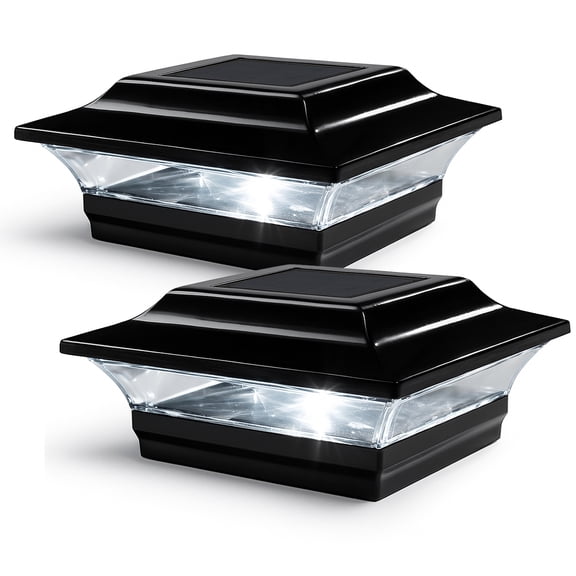 Classy Caps 5 x 5 Black Aluminum Imperial Solar Post Cap (Set of 2)