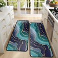 thumbnail image 4 of Kitchen Rugs Sets Of 2,Blue Green Gold Marble Pattern Anti Fatigue Kitchen Mat Rugs Non Slip Washable,Decorative Kitchen Floor Mats for Kitchen,Sink,Laundry,17"x47"+17"x47", 4 of 5