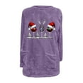 thumbnail image 4 of Lovskoo Women's Fuzzy Fleece Sweatshirt Pullover Tops Crewneck Long Sleeve Pocket Printed Winter Thick Warm Plush Top Purple, 4 of 5