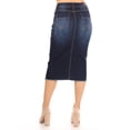 thumbnail image 4 of Be-Girl Women's Denim Pencil Skirt, Knee Length, Button Front Closure, Frayed Hem - SG-77873, 4 of 5