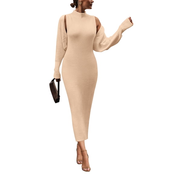 Conjunto de Dos Piezas para Mujer PRETTYGARDEN Cardigan de Punto Vestido Maxi Talla L