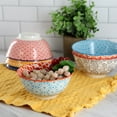 thumbnail image 6 of Elama Roxey 6 Piece Assorted Design 20oz Porcelain Footed Bowl Set in Multicolor, 6 of 8