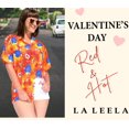 thumbnail image 4 of HAPPY BAY Women's Casual Beach Blouse Shirt Luau Party Blouses Short Sleeve Button up Dress Tops Tee Shirts Summer Hawaiian T Shirt for Women M Valentine Hearts, Orange, 4 of 4