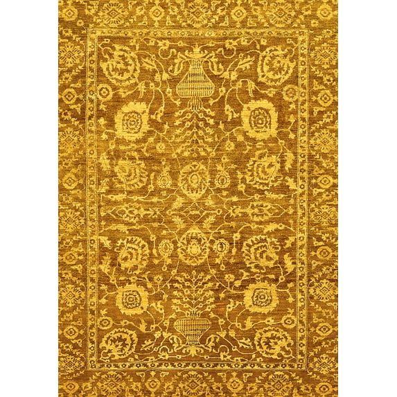 Ahgly Company Indoor Rectangle Oriental Yellow Traditional Area Rugs, 4' x 6'