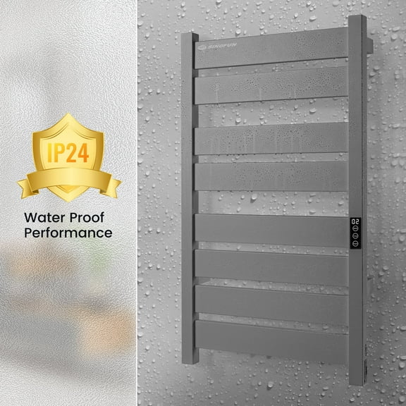 SINGFUN Towel Warmer,Heated Towel Rack with 8 Bars Design Electric Towel Warmer with Built-in Timer with Timer & Temperature Multi-Level Adjustments Wall-Mounted for Bathroom Plug-in Grey