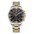 thumbnail image 1 of Reloj pulsera Olevs 2870 con correa de acero inoxidable color plateado/oro - fondo negro - bisel negro/oro, 1 of 8