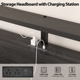 thumbnail image 6 of King Bed Frame with LED and Charging Station, Metal Platform Bed with Storage Headboard, Black, 6 of 11