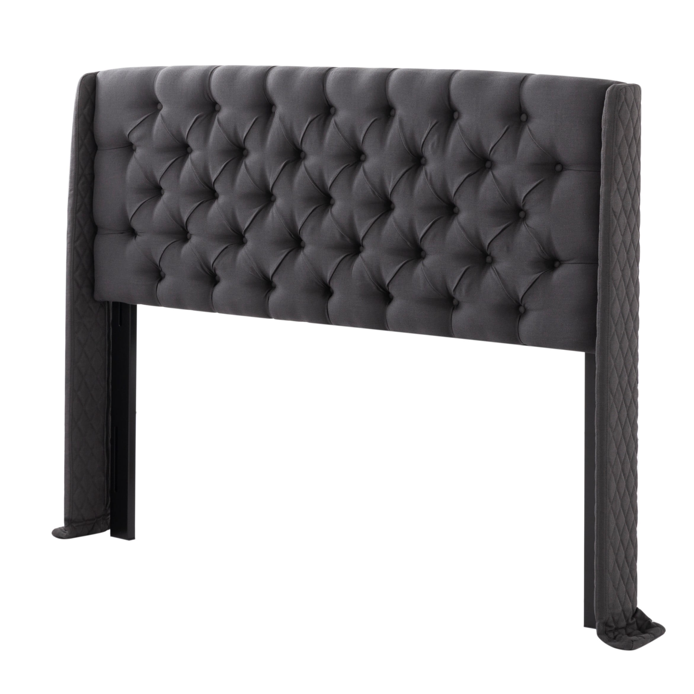 BSHTI Upholstered Headboard for King Bed, Linen Fabric, Tufted Button Design for Bedroom, Adjustable Foam Headboard for King Bed, Easy Assembly, Dark Grey