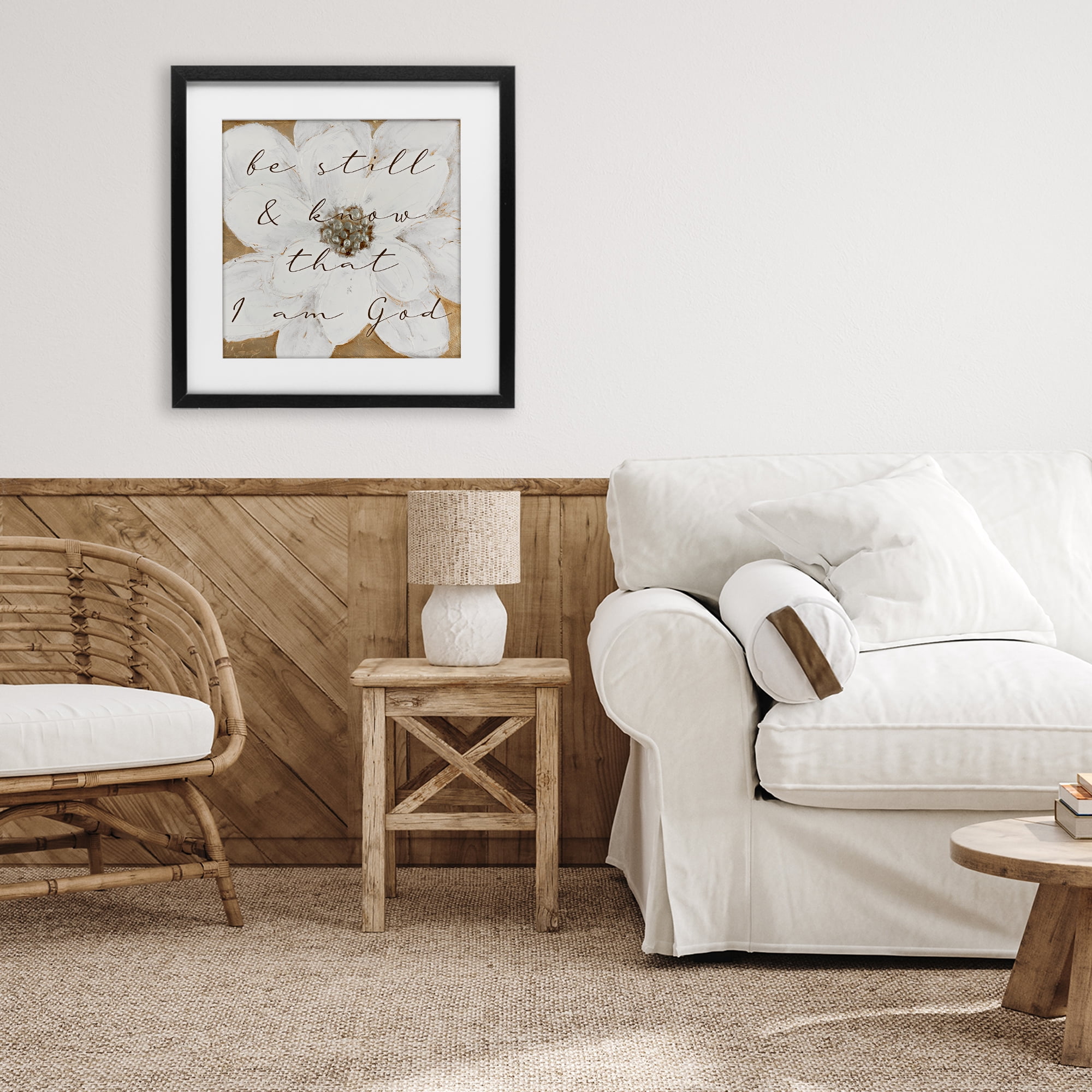 Stupell Industries Be Still with White Magnolia Black Framed Print Under Glass, design by Lanie Loreth