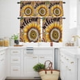 thumbnail image 2 of Spring Farm Blossom Sunflower Bee Curtain Tier and Valance Set 3 Piece, Ethnic Flower Wood Grain 3-inch Rod Pocket Window Tier Curtains Valance for Kitchen Living Room, 2 of 9