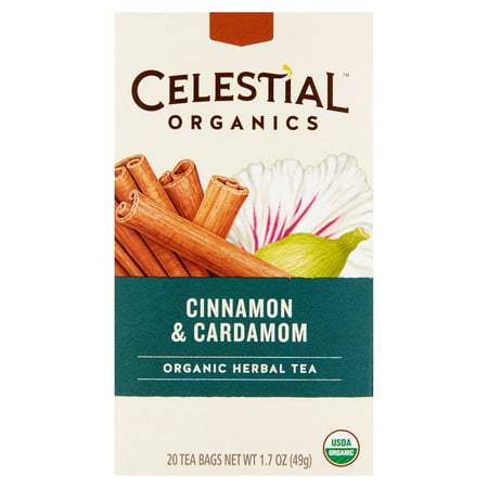 Celestial Organics cannelle et cardamome thé à base de plantes bio, 20 sachets de thé, 1,7 oz, 6 pack