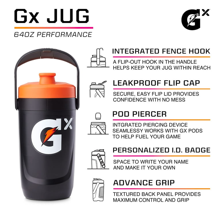 XG ボトル Gatorade Gx Performance Jug, 64oz, Leakproof, Plastic, Red