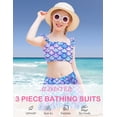 thumbnail image 5 of Aideaone Girls 3 Piece Swimsuit Tankini Bathing Suit with Cover Up Skirt Quick Dry tankini swimsuits for teens Beach Swimwear for 6-12 Years, 5 of 8