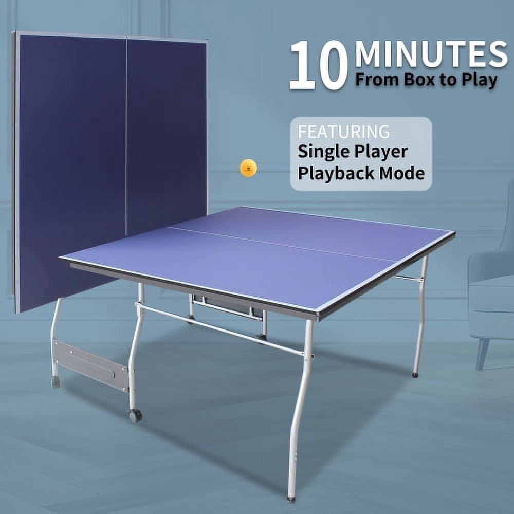 ACETEK 8FT Mid-Size,with Net,2 Table Tennis Paddles and 3 Balls,Table Tennis Table Foldable & Portable Ping Pong Table Set for Indoor & Outdoor Games