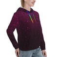 thumbnail image 6 of Uemuo Dark Purple Glitter Pattern Women's Hoodie with Eye-catching Drawstrings- Casual Pullover Hoodie with Kangaroo Pocket, Stylish Hooded Sweatshirt-Small, 6 of 7