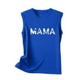 thumbnail image 4 of Usmixi Womens Shirts Sleeveless Round Neck Mama Letter Print Tank Tops Mother's Day Loose Fit Cute Breathable Racerback Tank Blouses Blue M, 4 of 5