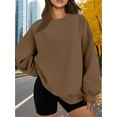 thumbnail image 6 of Women Oversized Sweatshirts Hoodie Fleece Crew Neck Long Sleeve Sweaters Comfy Fall Fashion Outfits Brown M, 6 of 9