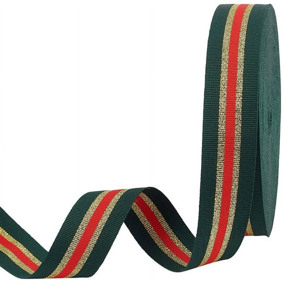 25 Yard Grosgrain Ribbon 1 inch Double Face Polyester Striped Ribbon