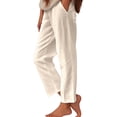 thumbnail image 1 of Womens Daily Elastic Waist Workout Trousers Solid Long Pants Loose Casual Pockets Trousers, 1 of 5