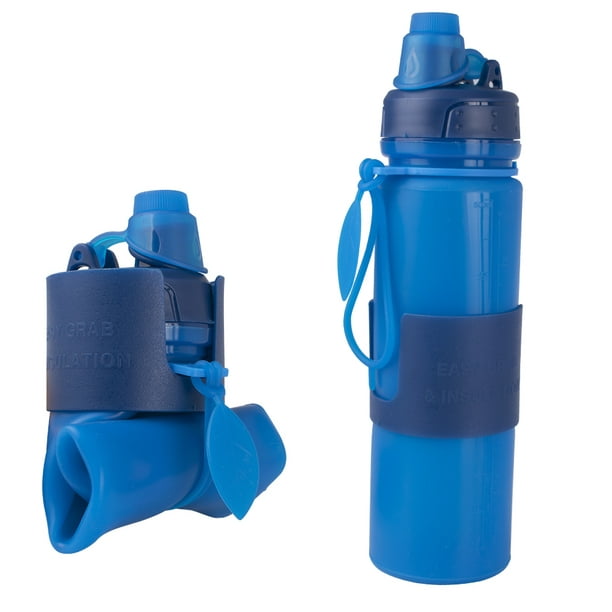 Bouteille d'eau pliable en silicone avec filtre, bouteille d'eau de vélo de  500 ml