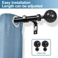 thumbnail image 2 of Urbanest Steel Ball Cast Iron Single Curtain Rod – Heavy-Duty Cast Iron Drapery Hardware with Decorative Finials, Elegant Designer Window Treatment Rod, 5/8", 84" to 120", Matte Black, 2 of 6