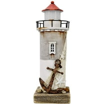 Wooden Lighthouse Decor with Light, Decorative Nautical Lighthouse Rustic Ocean Sea Beach Themed Lighthouse Decoration, Handcrafted Tabletop Nautical Themed Home Decor Bathroom Decor (11.4“H)