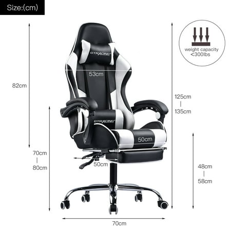 Gtracing Gaming Chair With Footrest Massage Office Chair For Adults Adjustable Swivel Leather Computer Chair High Back Desk Chair With Headrest And Massager Lumbar Support White Walmart Canada