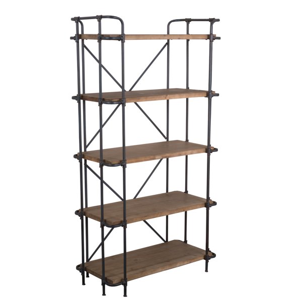 Ashley Outdoor Industrial 5 Shelf Firwood Bookcase, Antique Brown, Blue ...