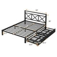 thumbnail image 3 of Metal Platform Bed Frame, Queen Size Metal Platform Bed with 2 Drawers and Headboard Platform Bed Frame with Heavy Duty Steel Slats Support Easy Assembly, No Box Spring Needed, Black, 3 of 7