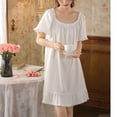 thumbnail image 4 of Defitshape Women's Summer Nightgown Lightweight Fall Puff Sleeve Sleep Dress Vintage Victorian Night Gown White Small, 4 of 4