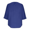 thumbnail image 4 of Fesfesfes Women Plus Size Workout Clothing Fashion Women's Summer Round-Neck Solid 3/4 Sleeve Casual Top Blouse Womens T Shirts Casual 3XL(US:14), 4 of 6