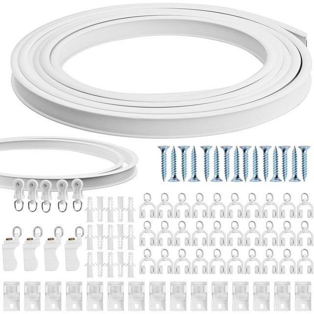 shiyou-5 Meters (16.4FT) Flexible Bendable Ceiling Curtain Track, Flexible Curved Ceiling Mounted Curtain Rails and Fittings for Bay Window Room Divider RV Shower Curtain Hospital Curtain Track Syste