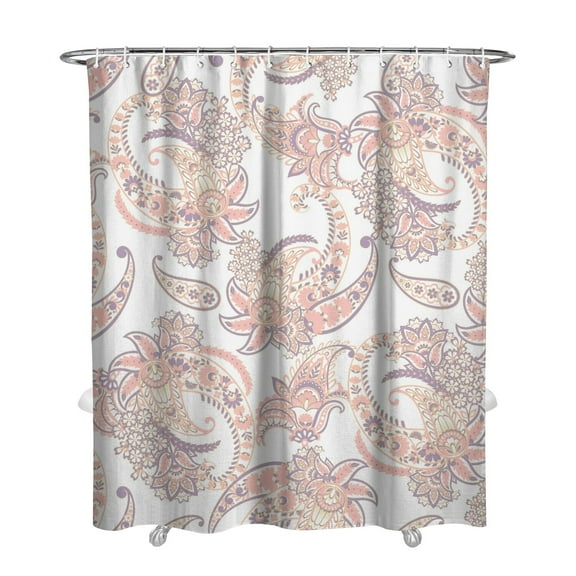 72" x 84" Indian Paisley Shower Curtain Tribal Ethnic Bohemian Vintage Floral Art Bathroom Decor with Hooks