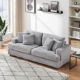 thumbnail image 2 of 79.3" Loveseat Sofa Couch, 2 Seater Corduroy Sofa with Double Cushions & 4 Pillows, Cloud Couch for Living Room Apartment, Gray, 2 of 9