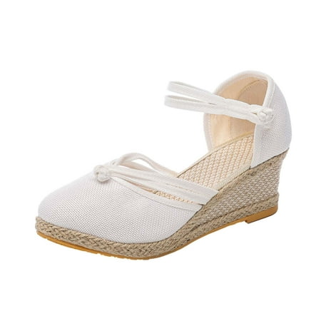 

Wedge Sandals for Women Wide 2023 Fashion Wedge Ankle Buckle Sandals Clearance Sales Womens Closed Toe Wedges Shoes Platform Slingback Mid Low Heel Canvas Dress Sandals