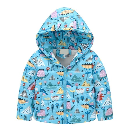 

nsendm Toddler Boys Girls Winter Fashion Cartoon Hooded Jacket Fleece Thicken Windproof Warm Boys Size 10 Winter Coat Outerwear Sky Blue 4-5 Years