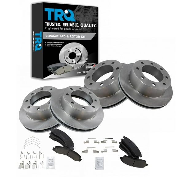 TRQ Front and Rear Brake Pad & Rotor Kit Brake Pads Brake Rotor Ceramic Fits Select 2000-2005 Ford Excursion 2000-2004 F-250 Super Duty F-350 Super Duty