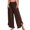 16# Brown, variant on RPVATI Linen Cotton Pants Women Summer Boho Smocked High Waisted Wide Leg Palazzo Pants Casual Plus Size Flowy Ruffle Hem Beach Loose Lounge Trousers with Pockets Dark Green M