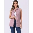 thumbnail image 2 of DARING DIVA Women's Button Down Sleeveless Pockets Mid-Long Denim Vest S Pink, 2 of 6