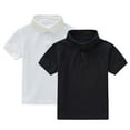 thumbnail image 3 of HOMADLES 2-Pack Boys School Uniform Short Sleeve Shirt Boys Pique Polo Shirt Summer Lapel Lightweight Tee Button Closure B Black 5 T, 3 of 10