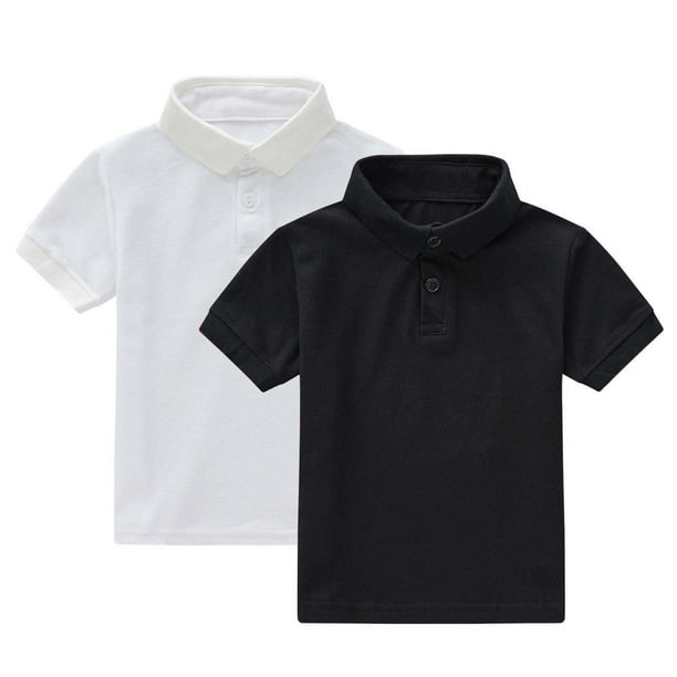 Odeerbi Chicos Niñas 2 Pack Camisas de Manga Corta Color Sólido Botón Casual Abajo Uniforme Escolar Tops Para 1-13 Años