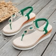 thumbnail image 5 of Dakaela Women's Wedge Sandals 2026 Open Toe Platform Espadrille Flip Flops Elastic Ankle Strap Casual Bohemian Beach Thong Walking Shoes Size 6-10 Dark Green, 5 of 7