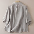 thumbnail image 4 of ZQUUVOU Womens T-Shirts Embroidered 3/4 Sleeved Button Turndown Collar Fashionable Top(Gray,2XL), 4 of 9