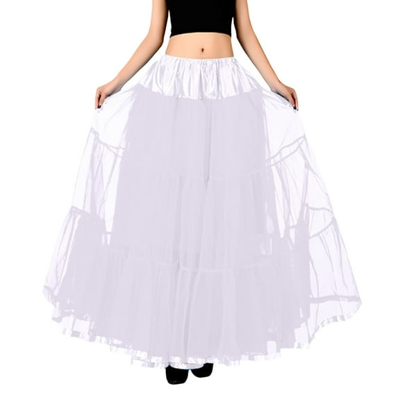RUTAYY Women Big Swing Long Boneless Skirt Half Shag Petticoat Solid Color Flowy Swing Skirts