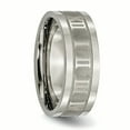 thumbnail image 4 of Titanium Roman Numerals 8mm Satin & Polished Flat Band, 4 of 7