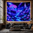 thumbnail image 6 of Glowing Tree Valley with Mushrooms and River, Mystical Fantasy Style for Nature Lovers, Fantasy Forest Decor Housewarming Gift, Tapestry Wall Hanging for Bedroom and Dorm, 6 of 7